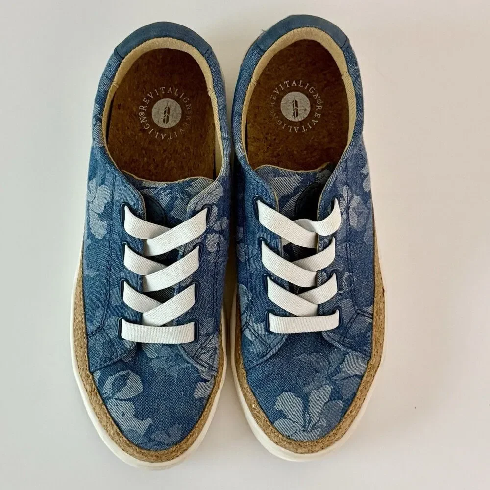 Revitalign Orthotic Slip-On Sneaker Womens Size 8B Cork Denim Floral Hermosa